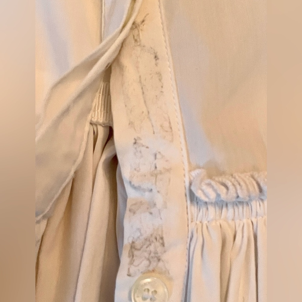 Burberry London cotton blend blouse w/gathered waist and ruffle hem, sz4, EUC - Picture 8 of 8